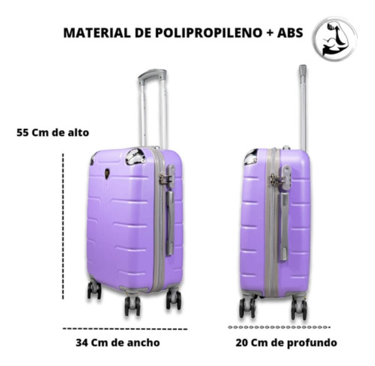 Maleta De 10 Kg Cabina C/ Candado De Seguridad Doble Llanta Morado 