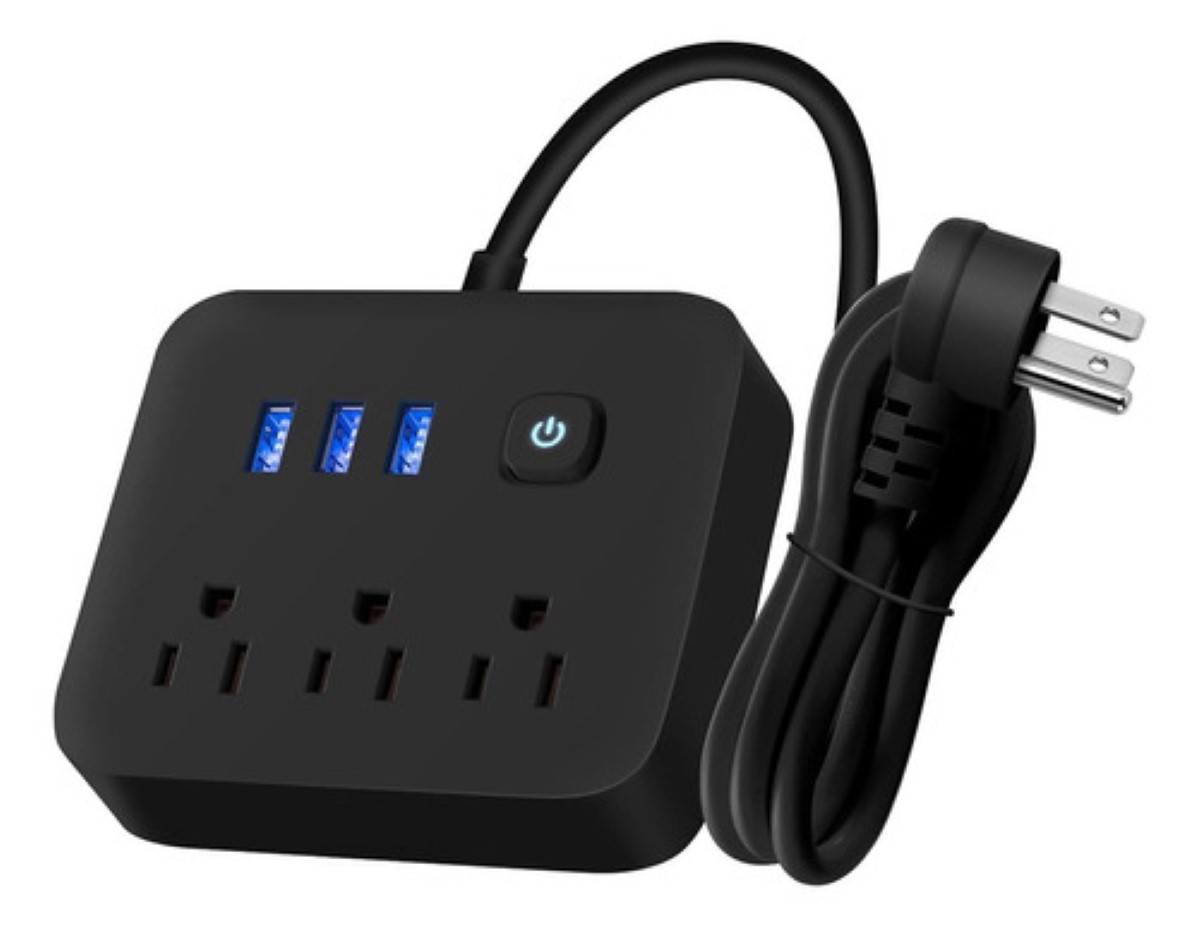 Regleta De Alimentación Multicontactos Con 8 Salidas 3 Usb Negro