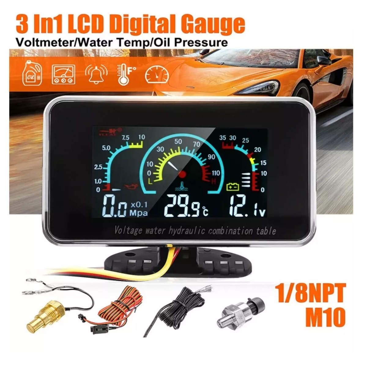 Medidor De Voltaje, Presión De Aceite, Temperatura De Agua