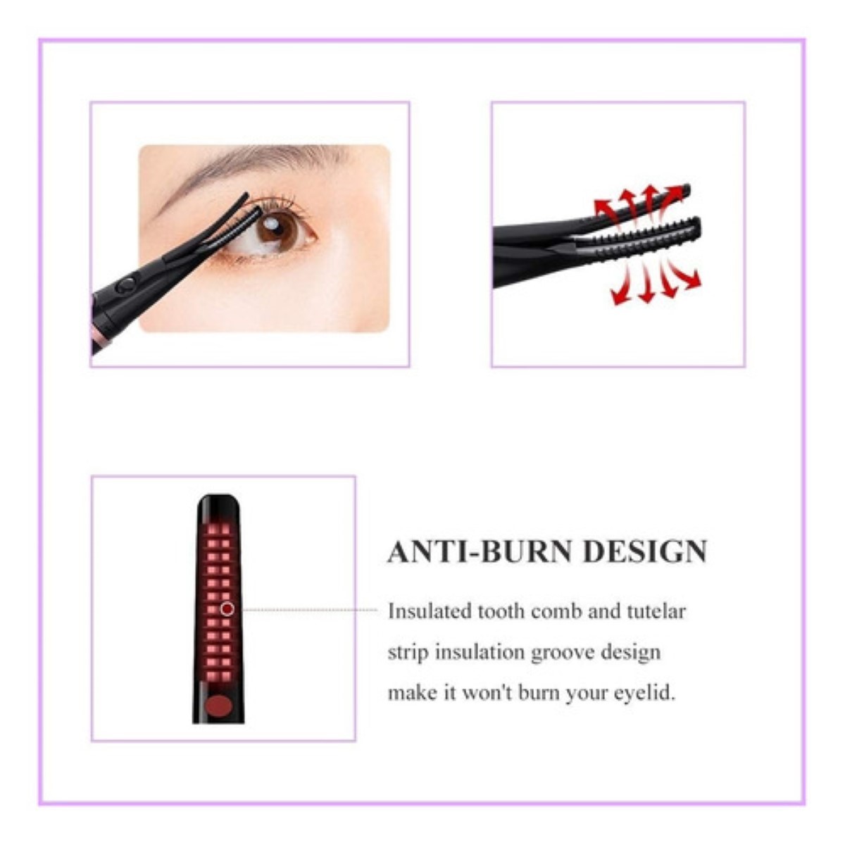 Rizador Enchinador De Pestañas Eléctrico Térmico Carga Usb Negro