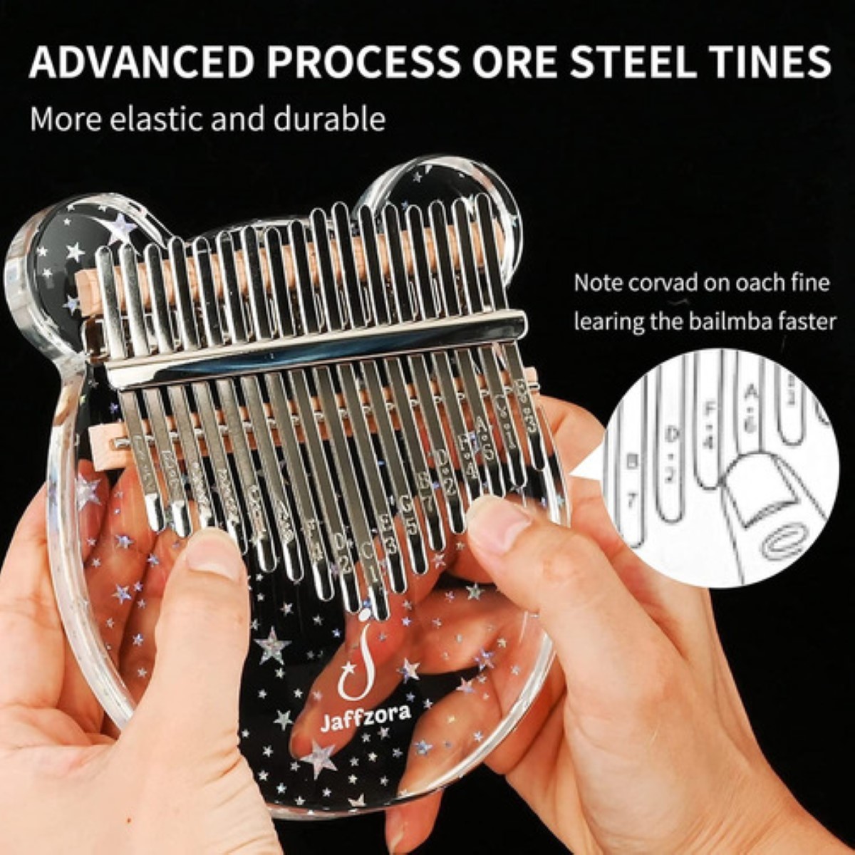 17 Teclas Kalimba Instrumento Musical Piano De Pulgar Transparente Estrellas 
