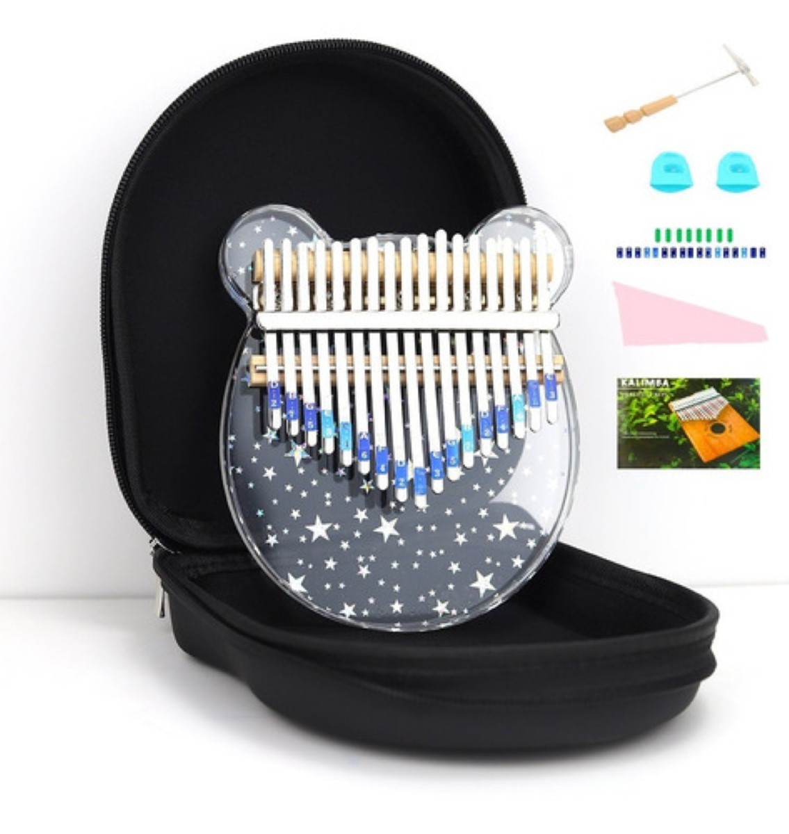 17 Teclas Kalimba Instrumento Musical Piano De Pulgar Transparente Estrellas 