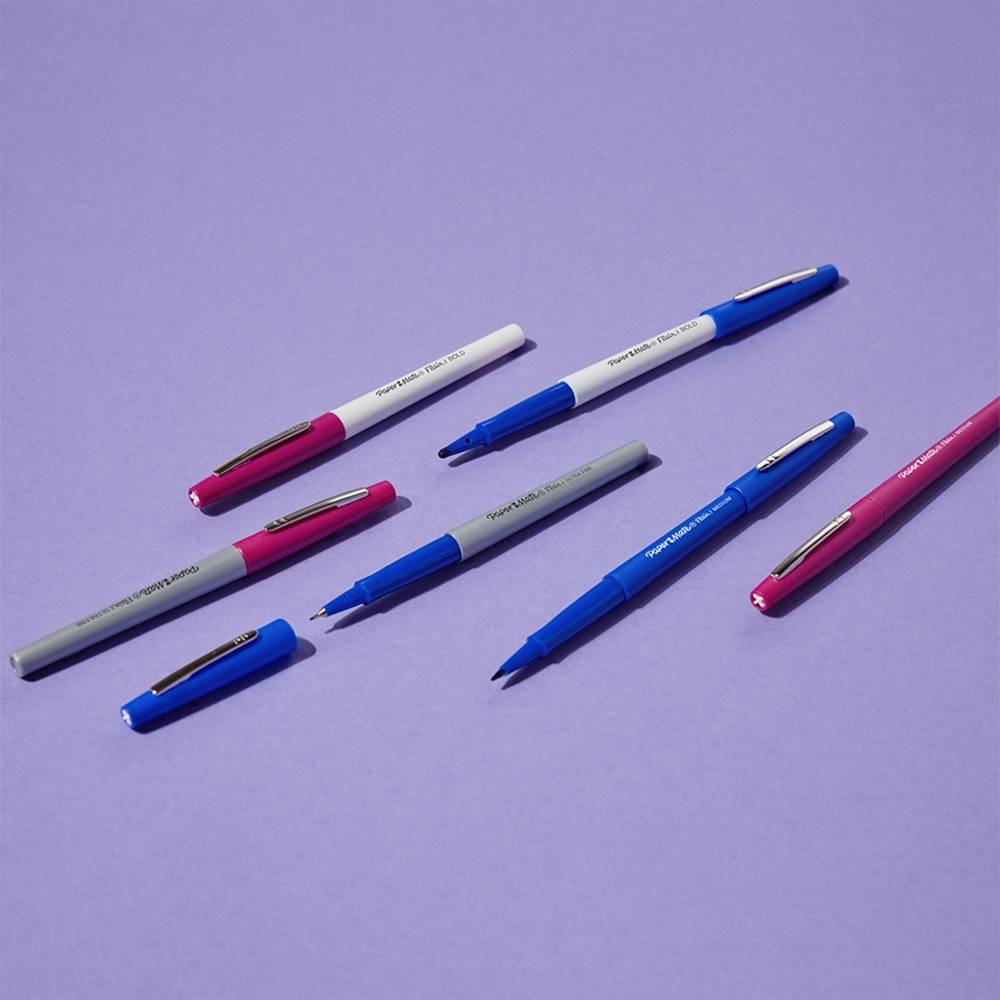 Paper Mate Flair, Marcadores Bolígrafos Rotuladores de Punta Ultra Fina, Media y Gruesa, 24 Piezas
