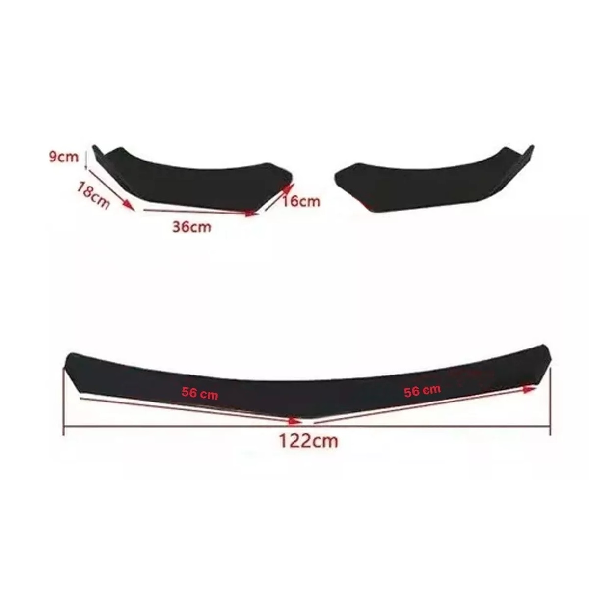 Splitter Lip Universal Plástico Delantero Auto 3 Piezas