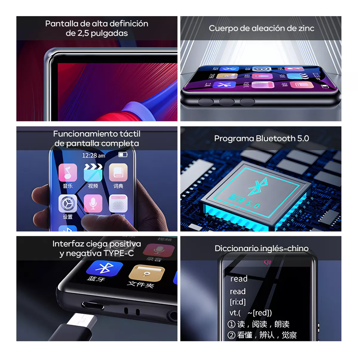 Reproductor De Musica Mp3mp4 32g Bluetooth Con Pantalla Táctil