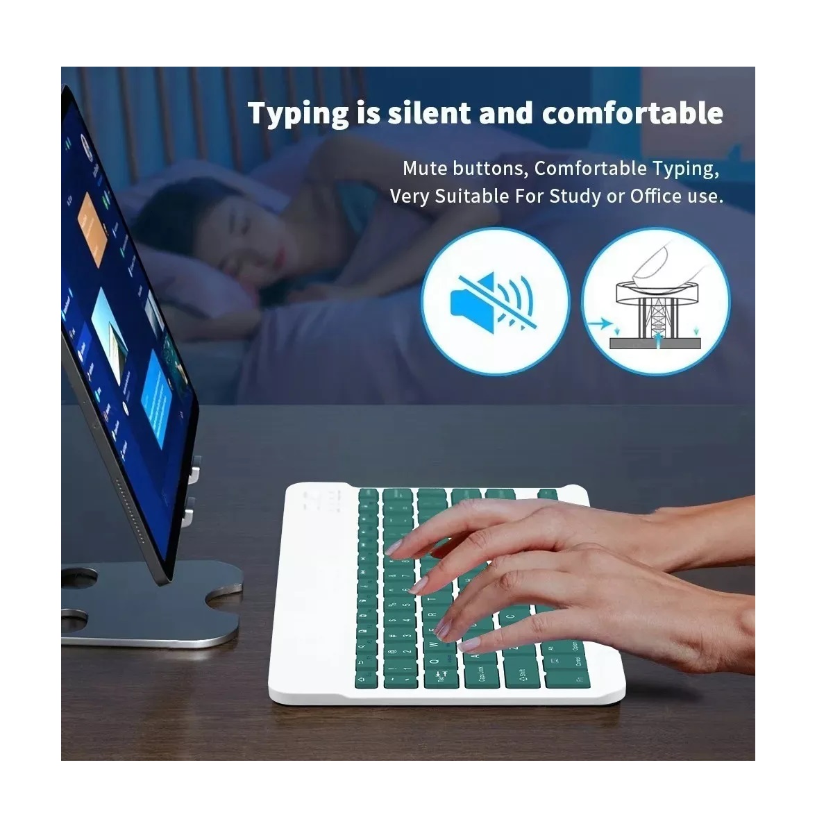 Combinación De Teclado Y Mouse Inalámbricos Para Pc iPad Verde Obscura