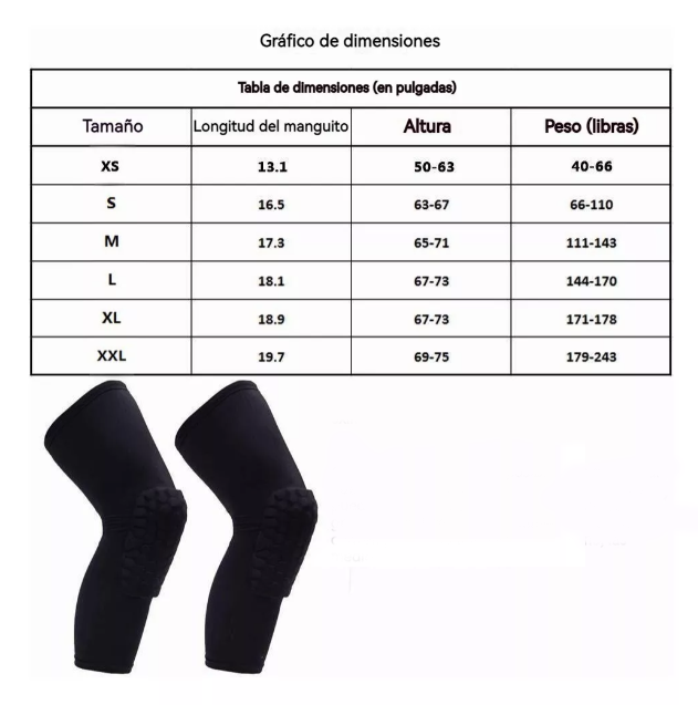 Par Rodilleras Basketball Panel De Abeja Ajustables Negro