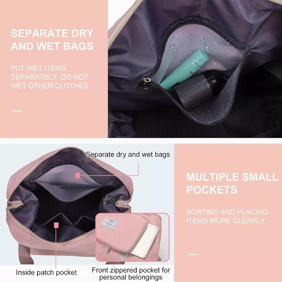 Maleta Mochila Deportiva Bolsas De Viaje Fitness Gimnasio Rosa