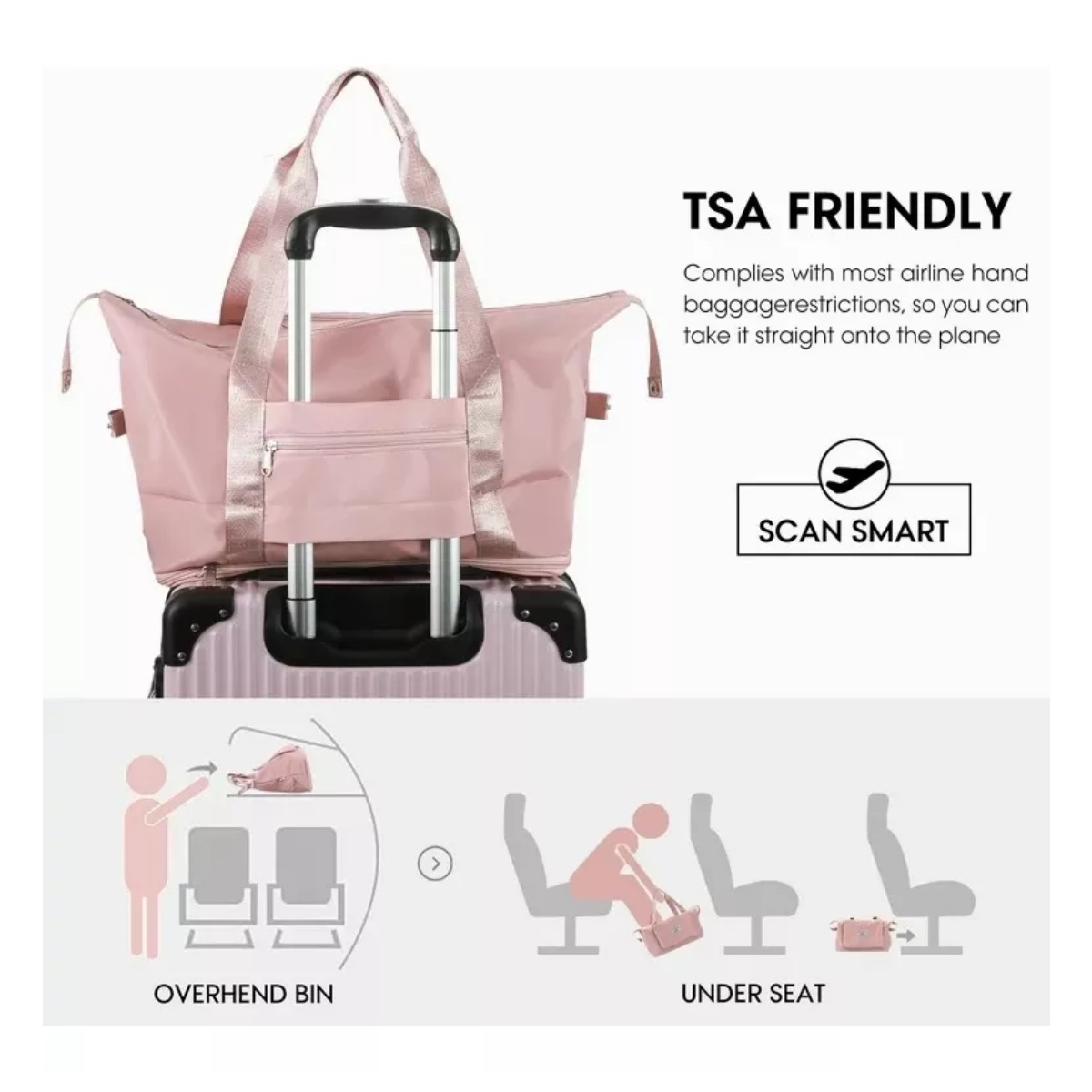 Maleta Mochila Deportiva Bolsas De Viaje Fitness Gimnasio Rosa