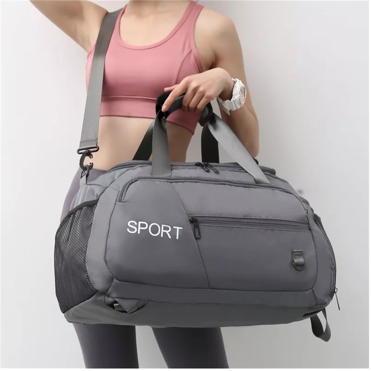 3en1 Mochila De Viaje Mujer Maletas Deportivas Bolsa De Gym Gris