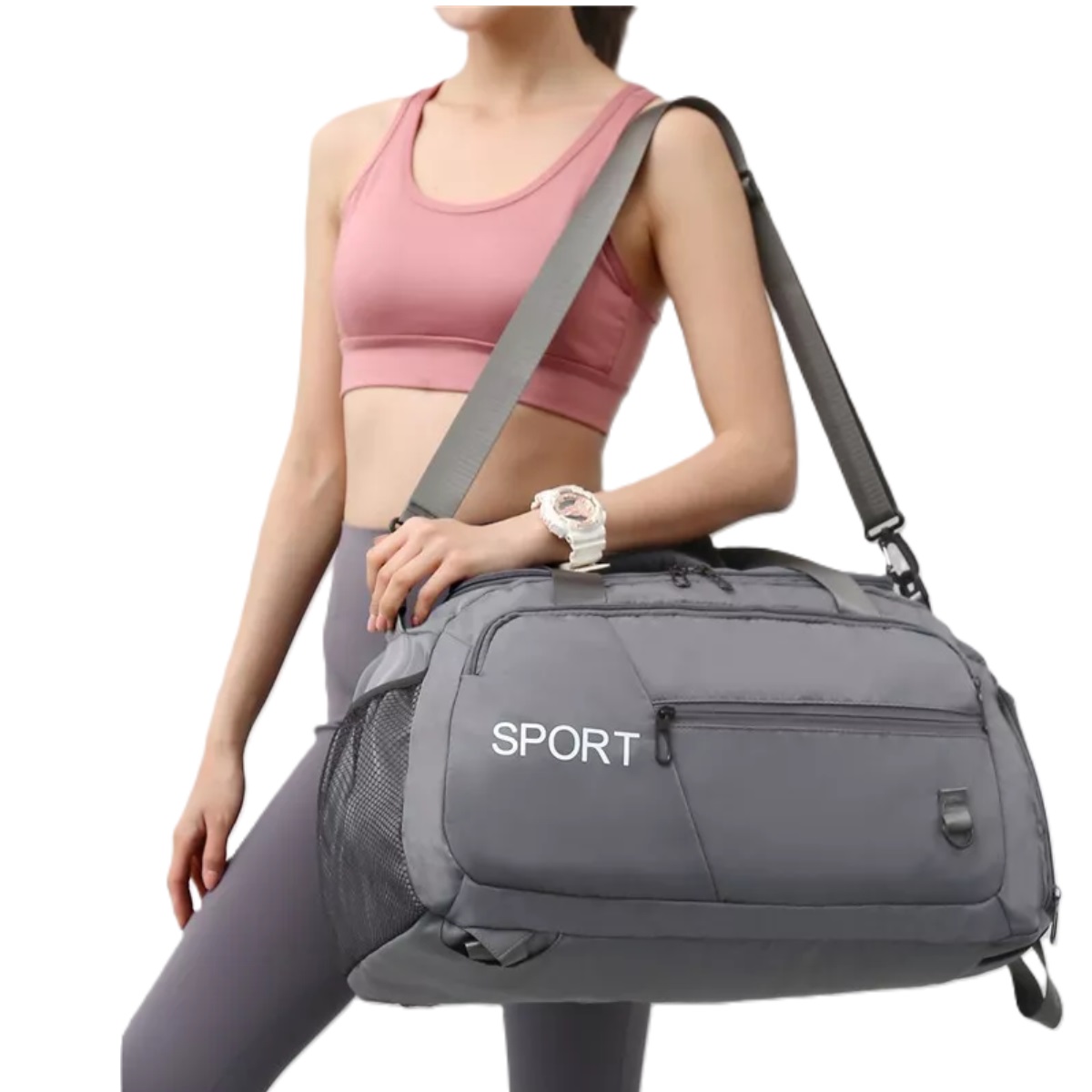 3en1 Mochila De Viaje Mujer Maletas Deportivas Bolsa De Gym Gris