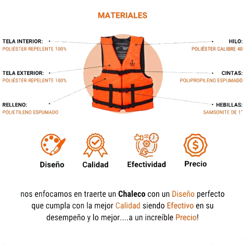 Chaleco Salvavidas Naranja Adulto O Niño Profesional