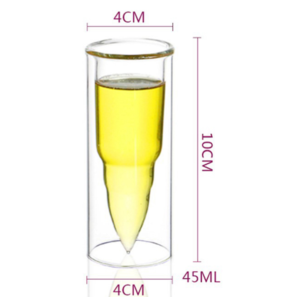 Set 6 Vaso Shot en Forma de Bala de Vidrio Resistente al Calor de Doble Capa Transparente
