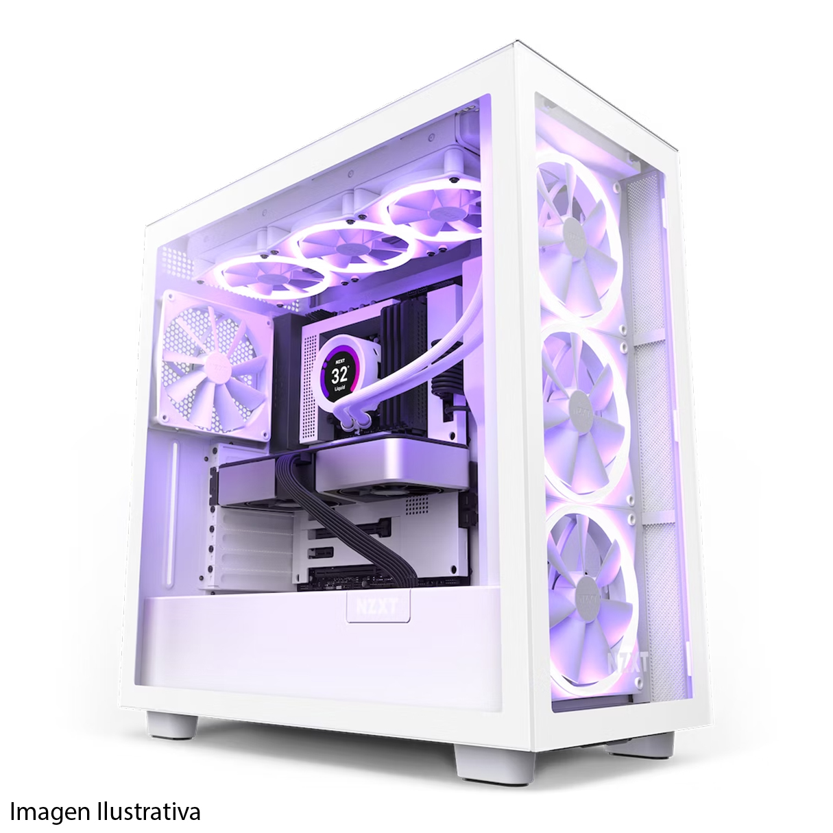 Gabinete Gamer NZXT H7 Elite ATX Media Torre 4 Fan Cristal Templado USB-C Blanco CM-H71EW-01 