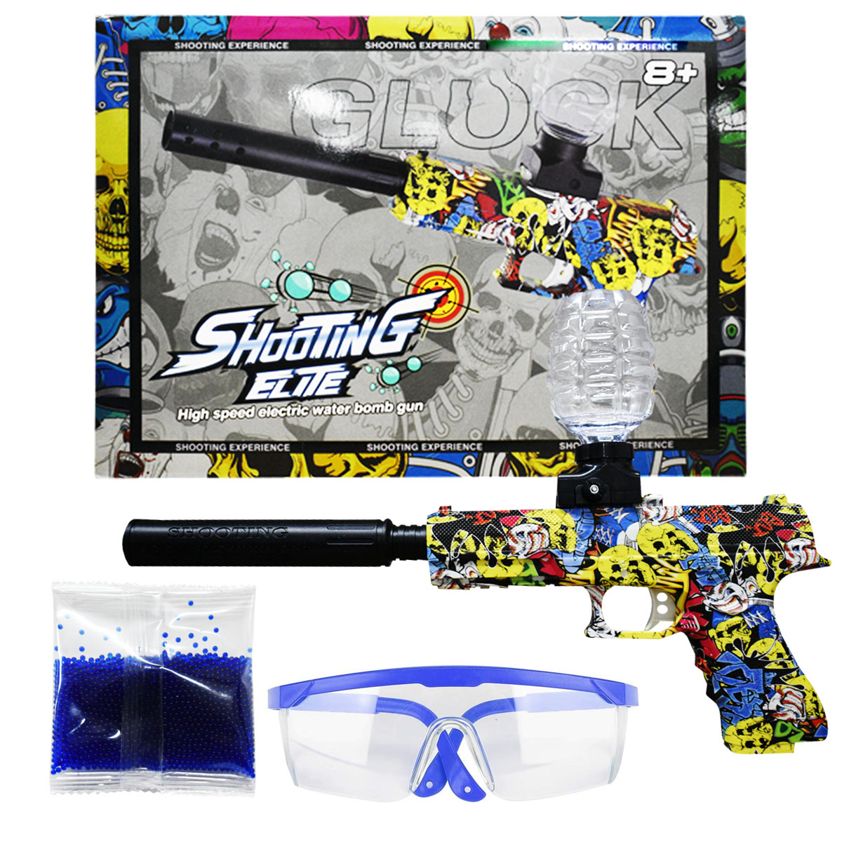 Pistola Glock de Hidrogel De Juguete Lanzador Automatico con Silenciador