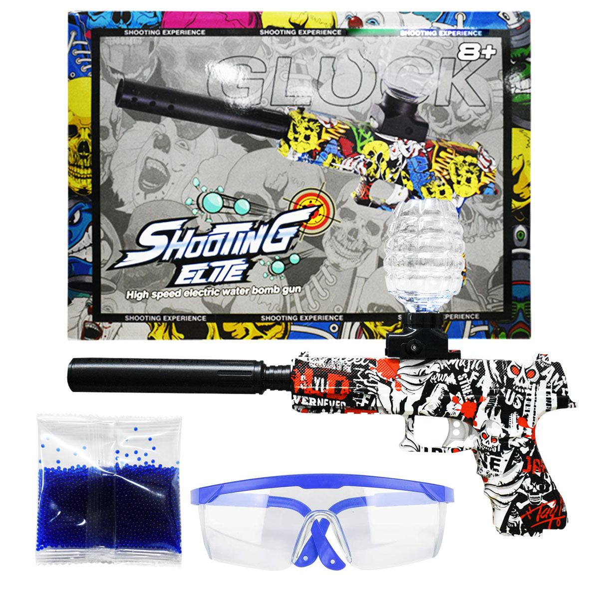 Pistola Glock de Hidrogel De Juguete Lanzador Automatico con Silenciador