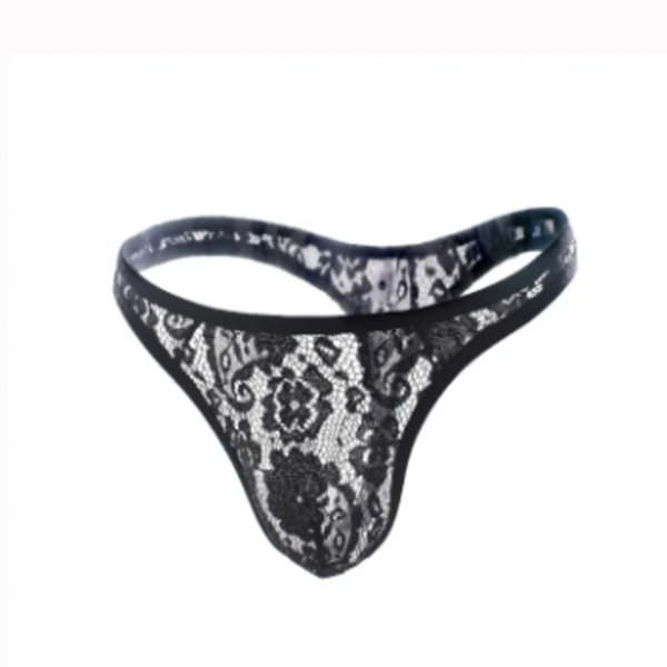 Tanga de encaje para hombre, ropa interior unitalla blanca o negra