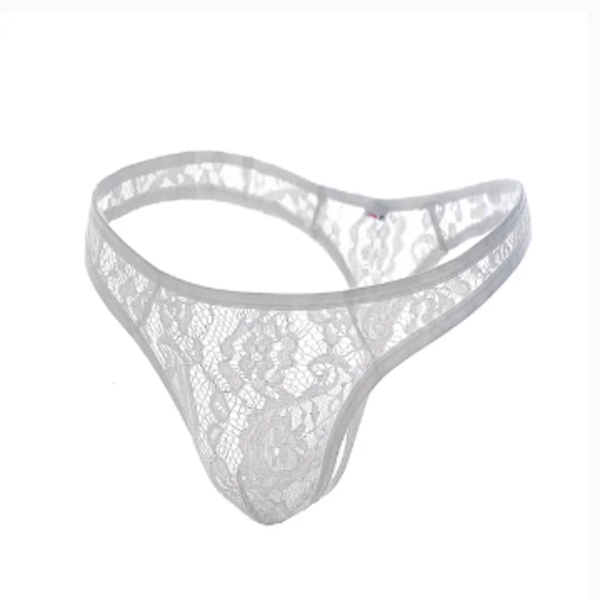 Tanga de encaje para hombre, ropa interior unitalla blanca o negra