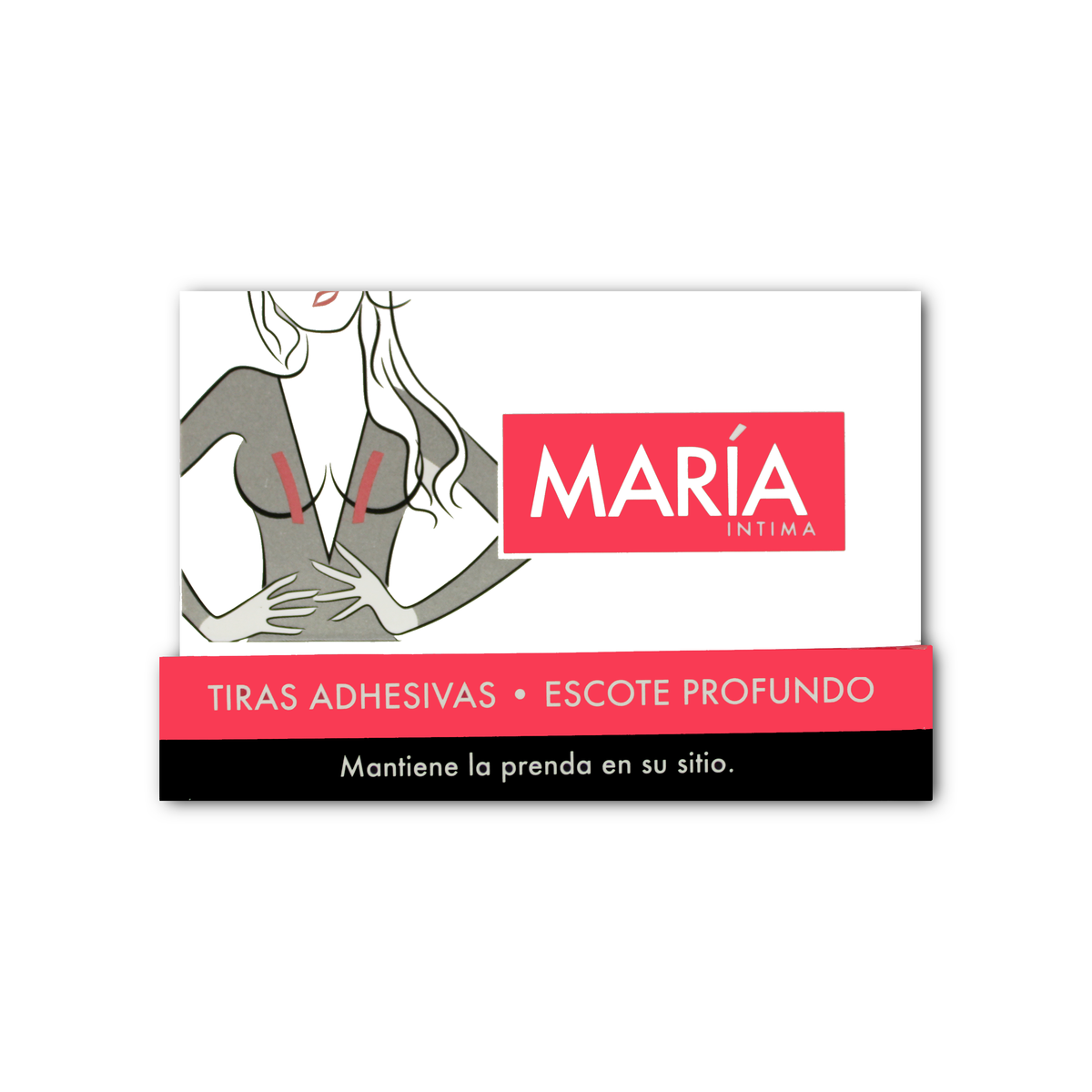 Cinta doble cara desechable.Transparente, no se ve a travez de la ropa y mantiene la prenda en su sitio. Marca: Maria Intima..
