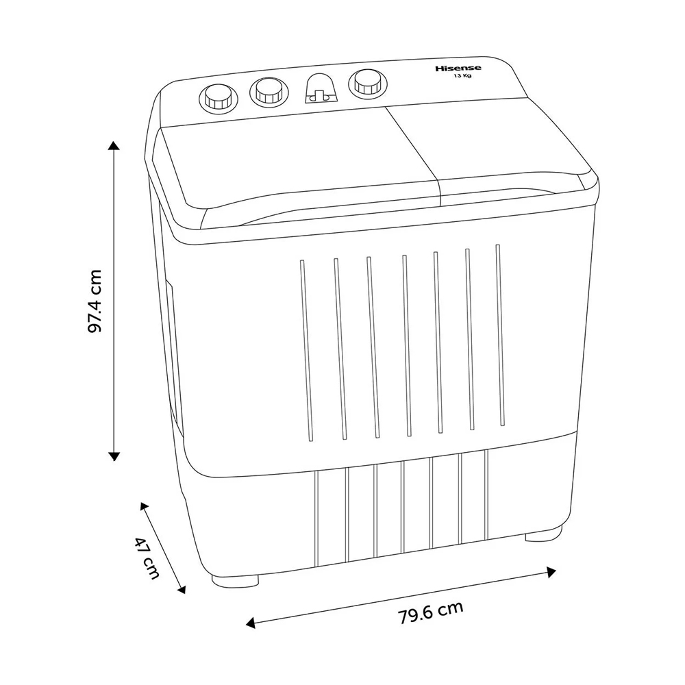 Lavadora Semiautomática Doble Tina 20 Kilos WSA2001P Hisense
