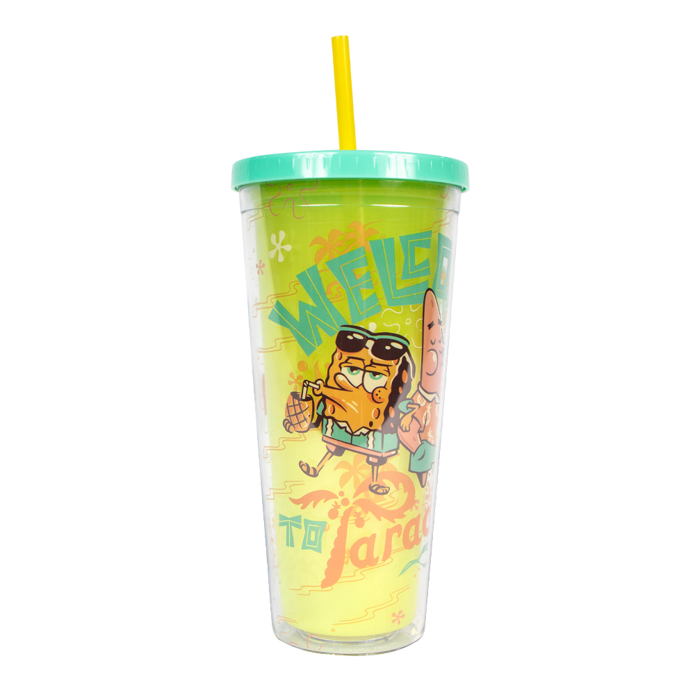 Vaso con Popote Bob esponja y Patricio - Nickelodeon - Geek Industry