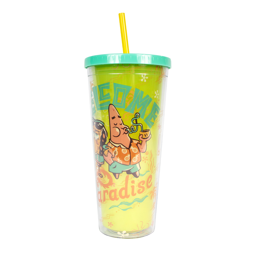 Vaso con Popote Bob esponja y Patricio - Nickelodeon - Geek Industry