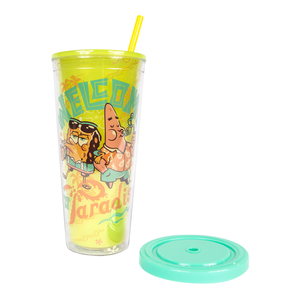 Vaso con Popote Bob esponja y Patricio - Nickelodeon - Geek Industry