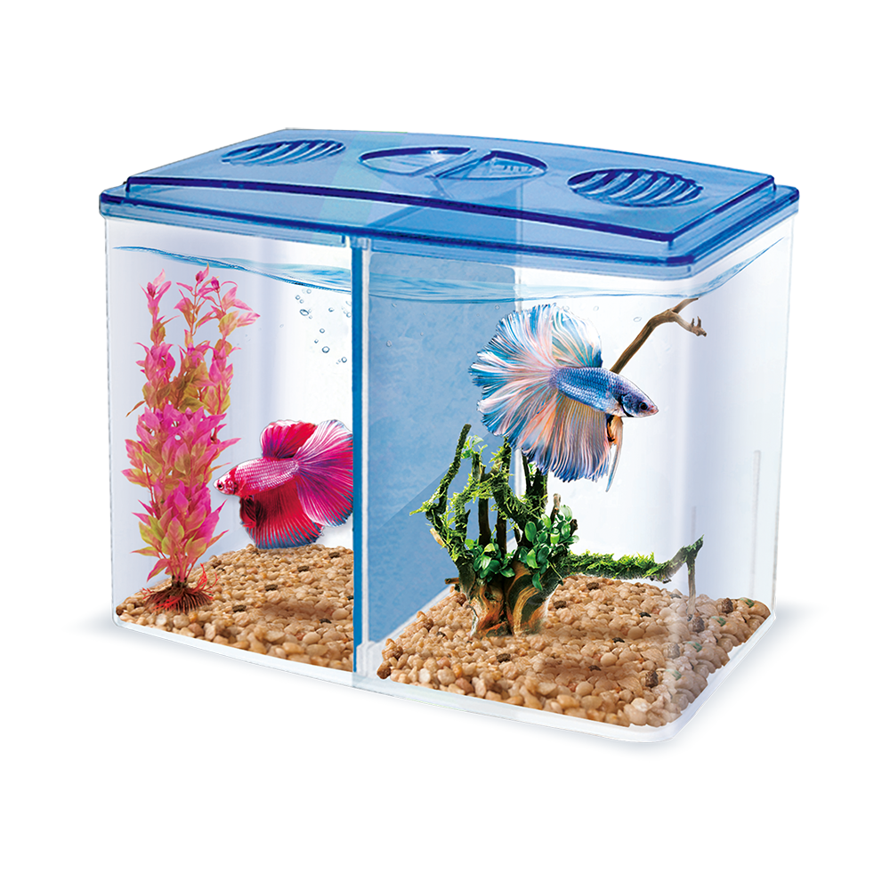 Lomas Betera Pecera Doble de Plástico para Pez Betta con 1.5 Litros