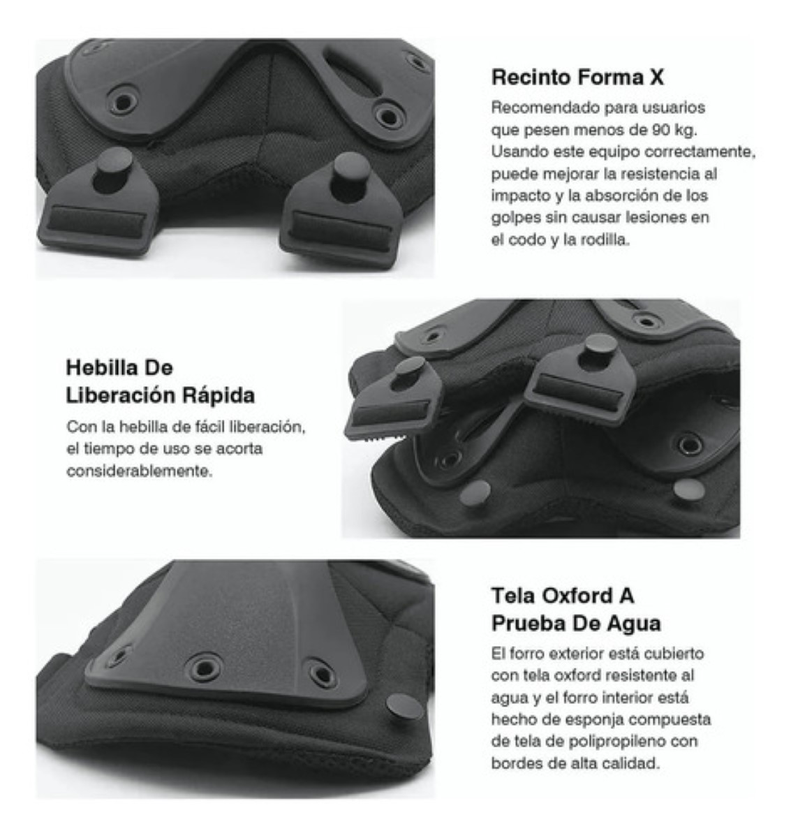 Kit Rodilleras Coderas Tácticas Militar Para Bicicleta Moto Nnegro 4pz