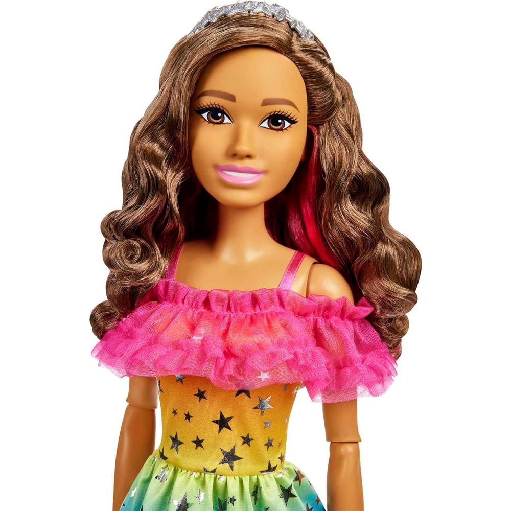 Barbie Gigante Latina Arcoíris Pelo Castaño 71 Cm De Altura