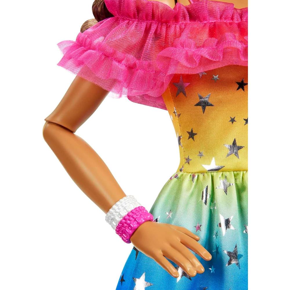 Barbie Gigante Latina Arcoíris Pelo Castaño 71 Cm De Altura
