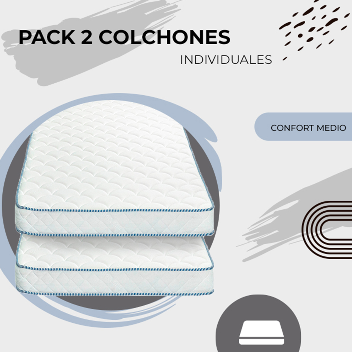 LITERA KARLOTA + 2 PACK COLCHONES EN CAJA | INDIVIDUAL