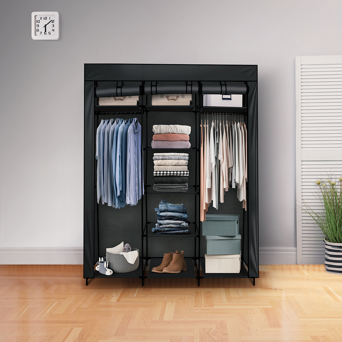 Closet Armable, Organizador De Ropa Récamara 1.70mts Negro 