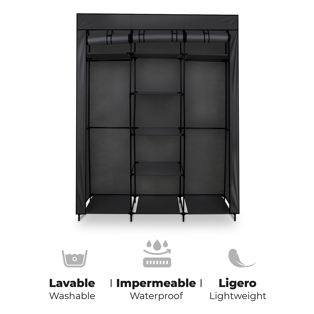 Closet Armable, Organizador De Ropa Récamara 1.70mts Negro 