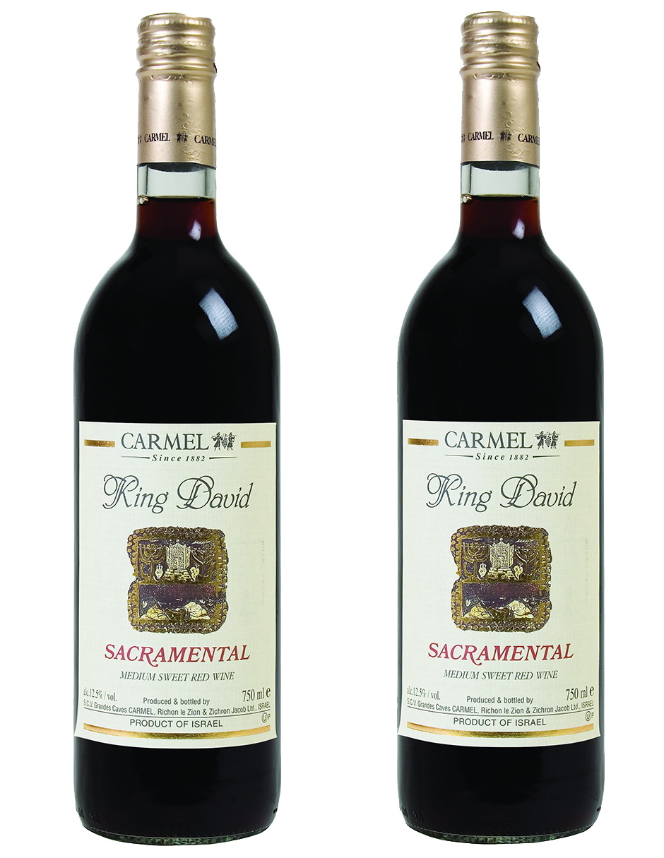 Kit de 2 - Vino Tinto Dulce Kosher Carmel King David Sacramental Israel 750 ml