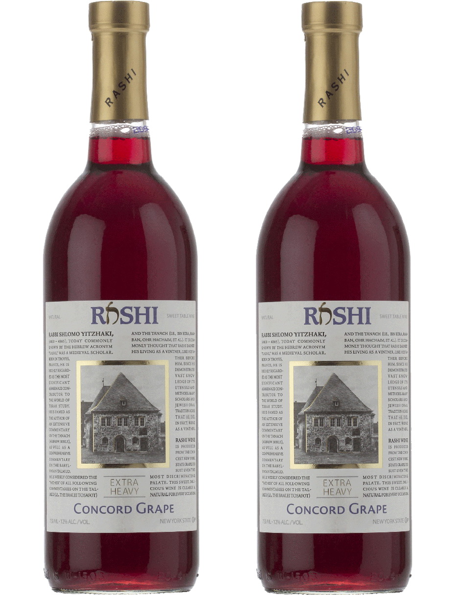 Kit de 2 - Vino Tinto Dulce Rashi Extra Heavy Concord Grape Kosher 750 ML