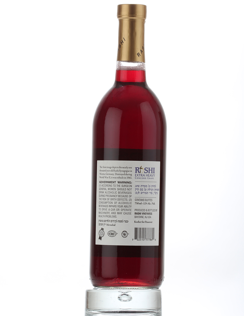 Kit de 2 - Vino Tinto Dulce Rashi Extra Heavy Concord Grape Kosher 750 ML