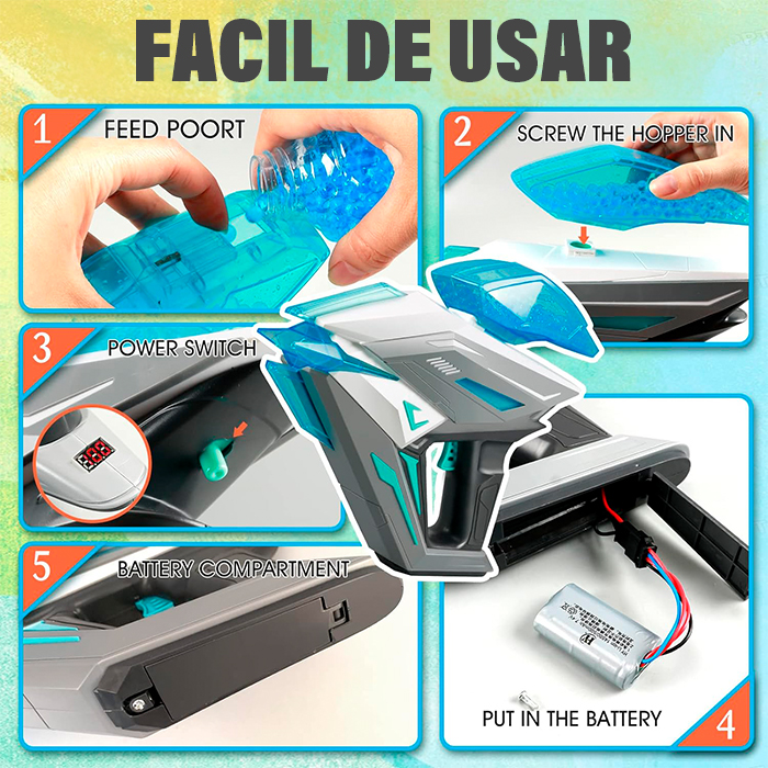 Disparador de bolas de gel LaserMag pistola futurista