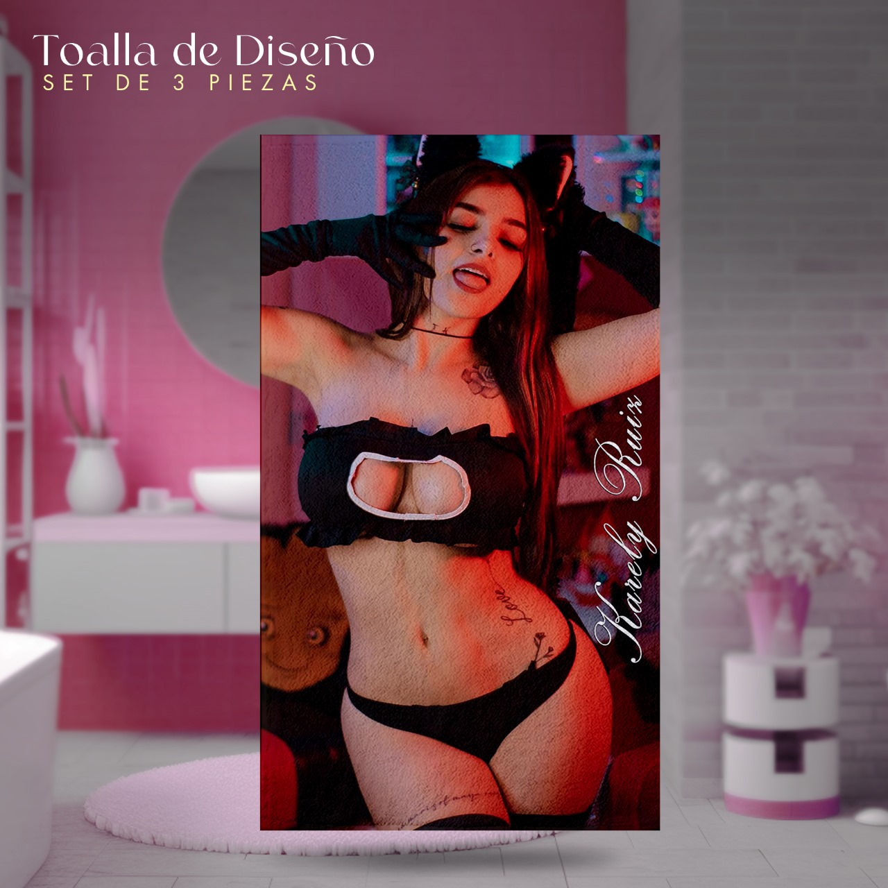 Set 3 Toallas De Baño Karely Ruiz Microfibra Absorbente Estampado.