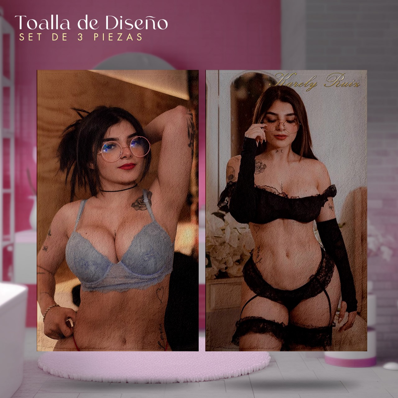 Set 3 Toallas De Baño Karely Ruiz Microfibra Absorbente Estampado.