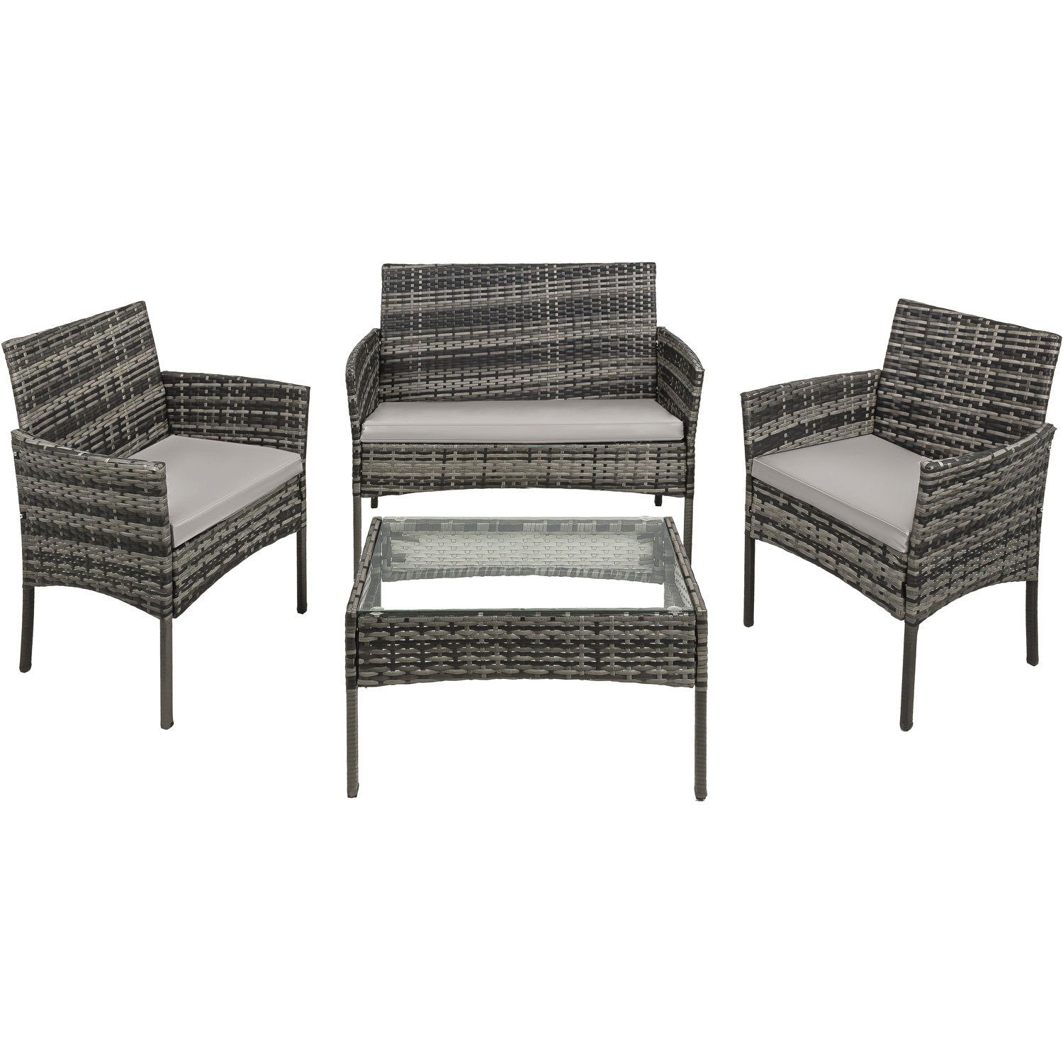 Sala Gris Para Exterior Jardin Patio Terraza 4 Pzs + Cojines