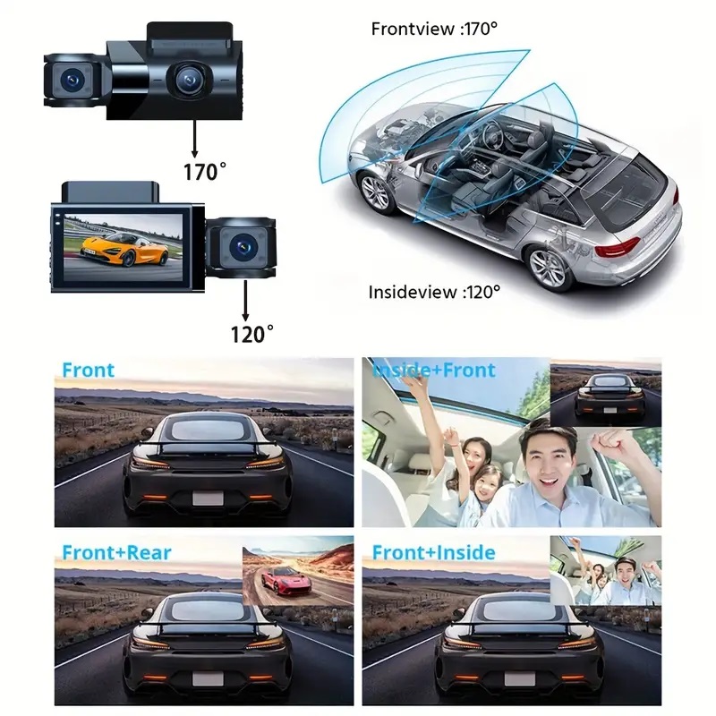 Camaras de video wifi para automovil frontal e interior 