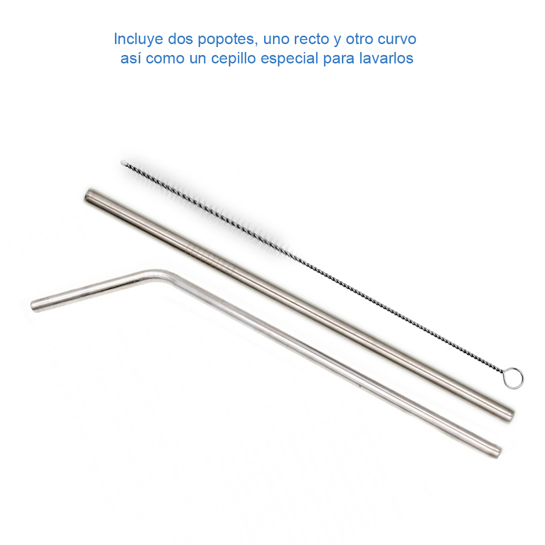 Vaso Térmico con 2 Popotes en Acero Inoxidable, Vaso para Bebidas Frías o Calientes y Tapa con Soporte para Popote