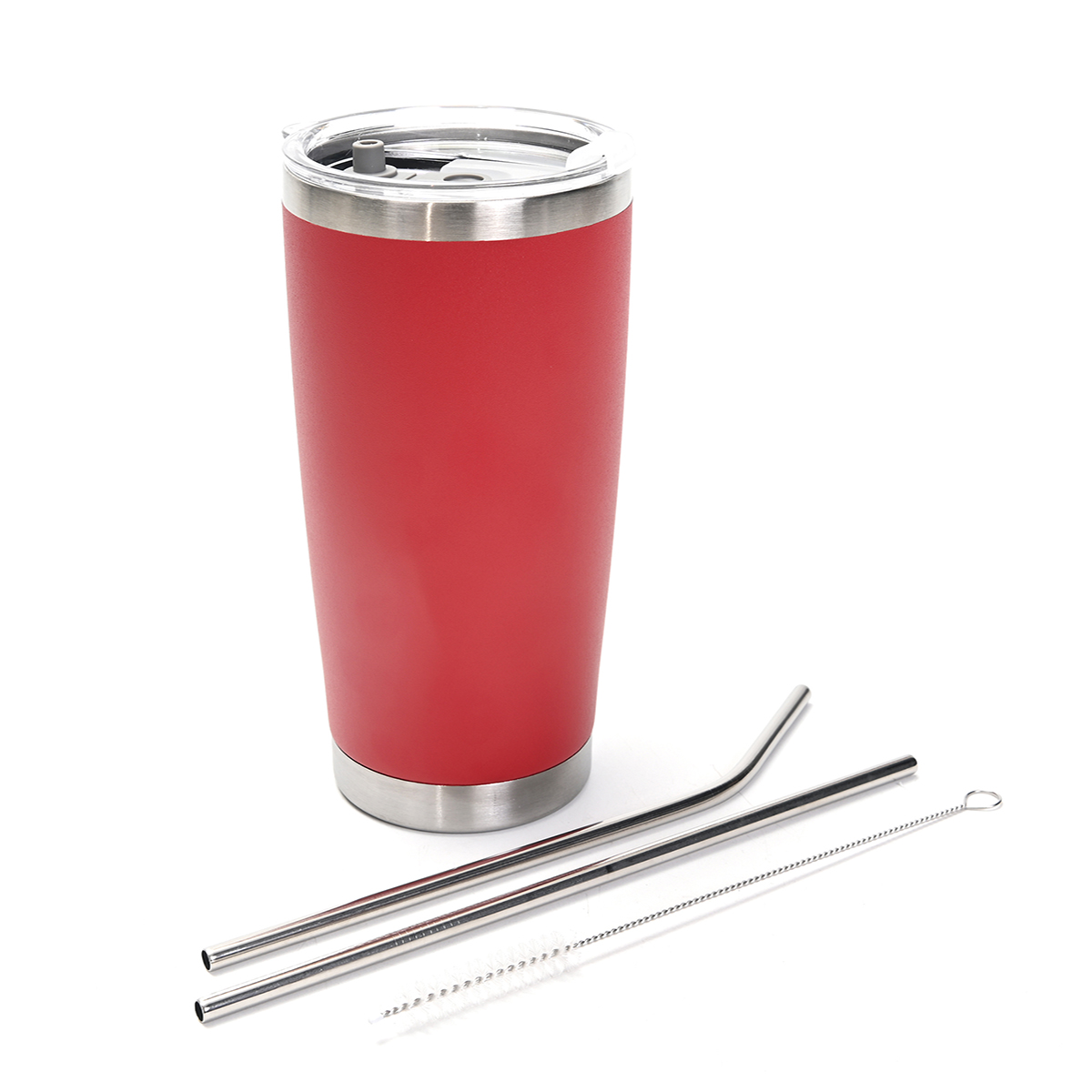 Vaso Térmico con 2 Popotes en Acero Inoxidable, Vaso para Bebidas Frías o Calientes y Tapa con Soporte para Popote