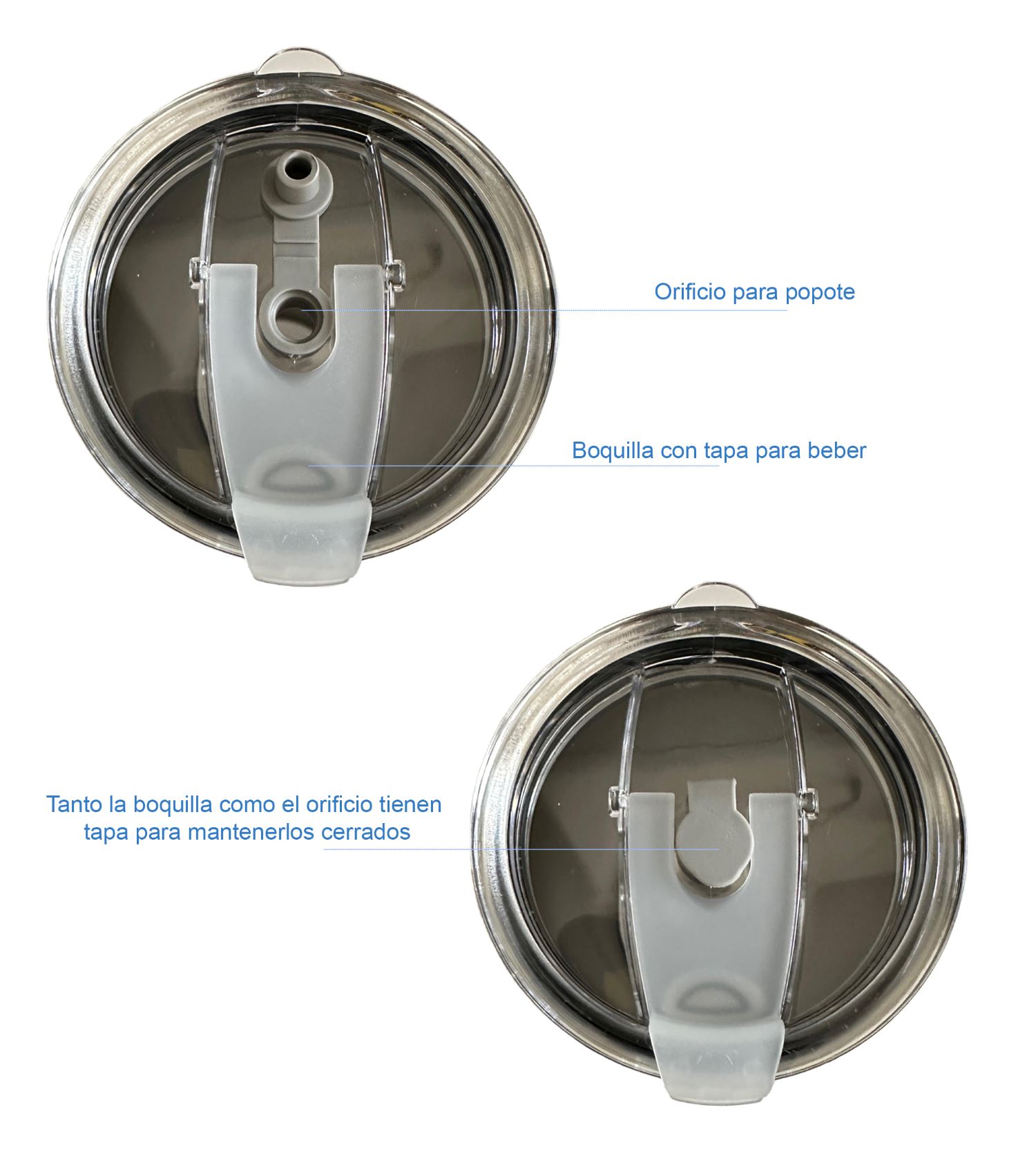 Vaso Térmico con 2 Popotes en Acero Inoxidable, Vaso para Bebidas Frías o Calientes y Tapa con Soporte para Popote