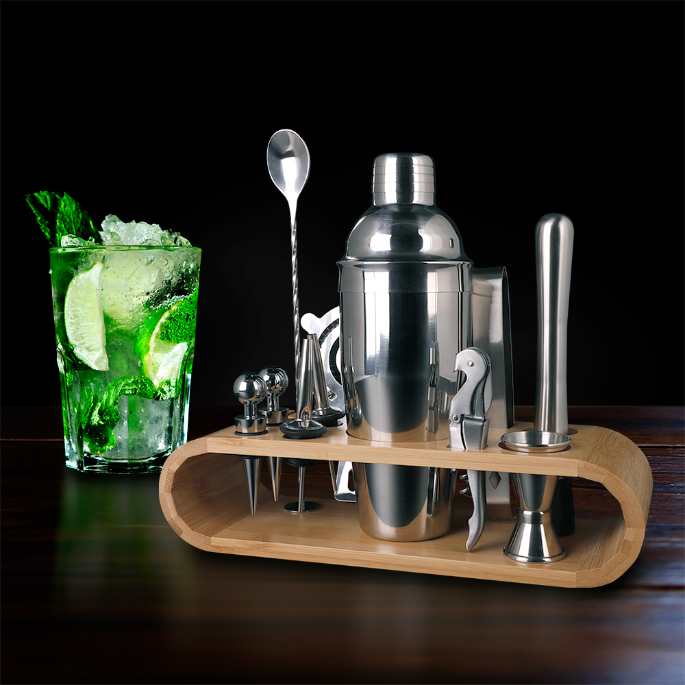 Kit de Coctelería con Jigger Destapador Base 12 Piezas Redlemon 