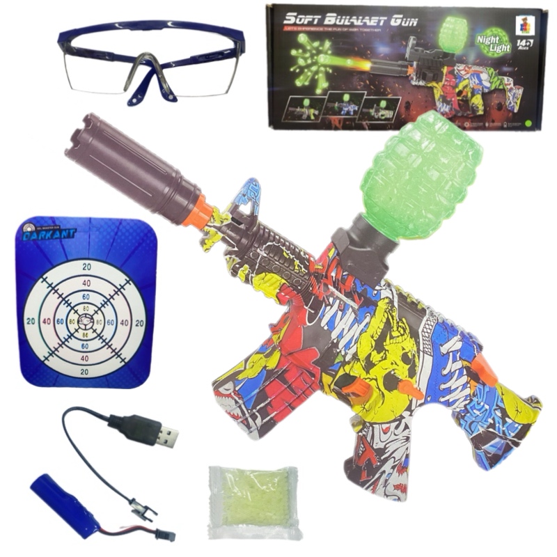 Metralleta Lanza Hidrogel Fluorescente Recargable Con Luz Gn