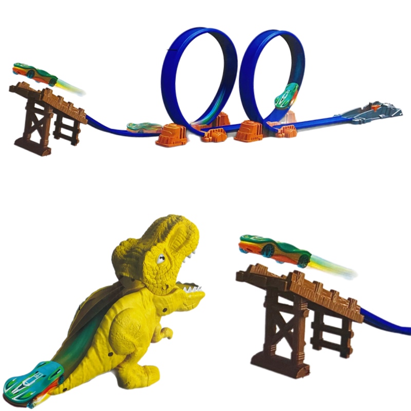Juego De Pistas De Dinosaurio De 153 Piezas Con Coches Y 8 Figuras – Pista Flexible Para Niños De 3 A 6 Años, Incluye Bolsa De Almacenaje