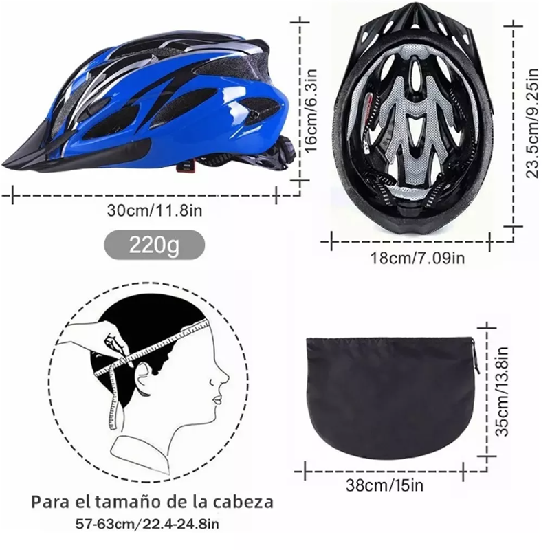 Kit Casco Bicicleta Adultos Tamaño Ajustable+mascara+luz Usb