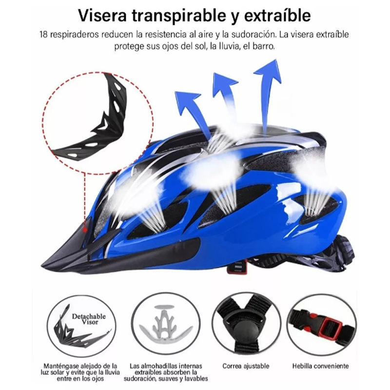 Kit Casco De Bicicleta Unisex Luz De Bicicleta mascara gafas 